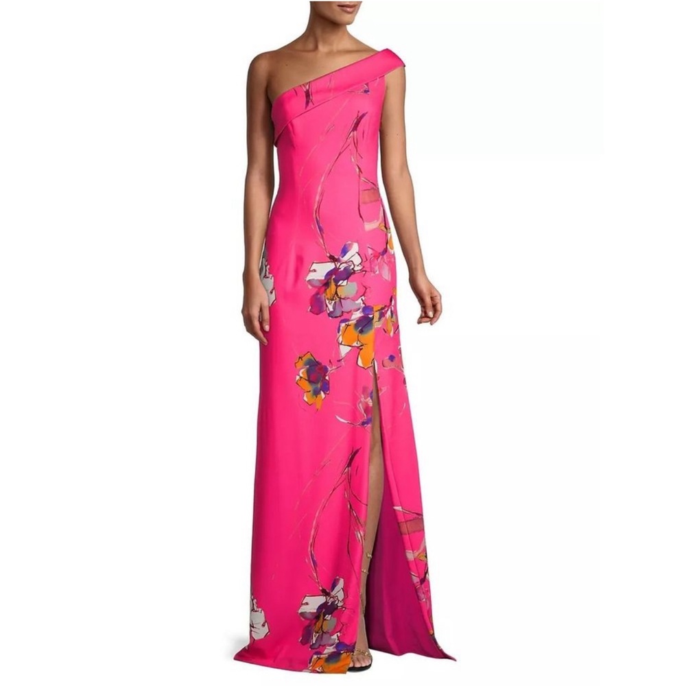 Black Halo One Shoulder Pink Gown